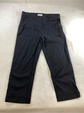 Reitmans Black Capris Crop Linen-Blend Utility Cargo Pants Size 9